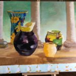 Colonnades, L. Martin, huile sur toile 73x60